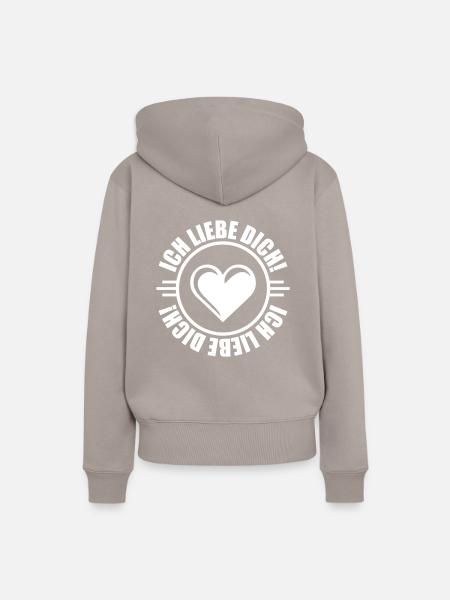 Ich Liebe Dich Herz - Frauen Premium Bio Hoodie - Taupe