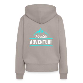Cadeau d'alpiniste expériences montagne - Sweat à capuche Premium bio Femme - taupe - Dos - Julia (174cm)