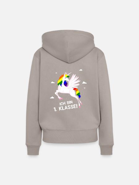 1. Klasse Einhorn - Frauen Premium Bio Hoodie - Taupe
