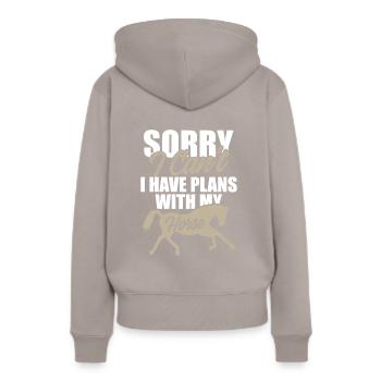 plans chevaux - Sweat à capuche Premium bio Femme - taupe - Dos - Julia (174cm)