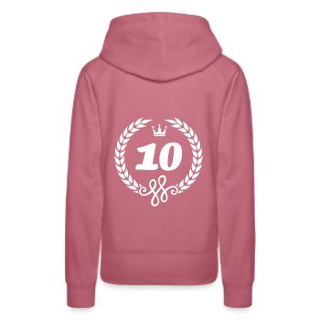 10 years symbol wreath - Women’s Premium Organic Hoodie - mauve - Back - Isabella (175cm)