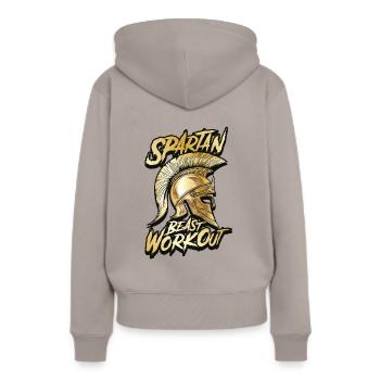 spartan beast workout or - Sweat à capuche Premium bio Femme - taupe - Dos - Julia (174cm)