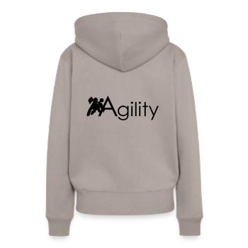 Agility - Frauen Premium Bio Hoodie - Taupe - Hinten - Julia (174cm)