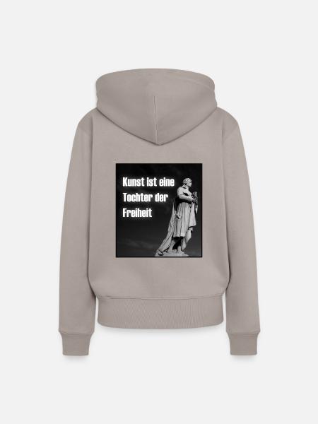 Schiller Zitat | Kunst Tochter Freiheit | Dichter - Frauen Premium Bio Hoodie - Taupe