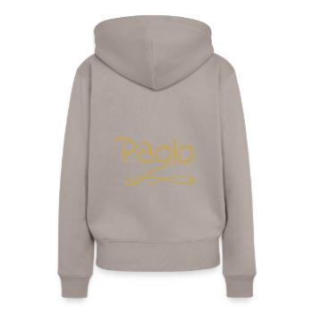 Vorname als paolo - Frauen Premium Bio Hoodie - Taupe - Hinten - Julia (174cm)