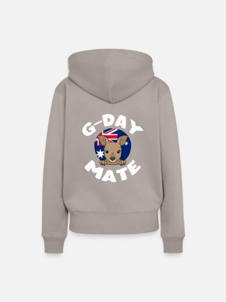 G-day Mate Kangaroo Australia - Frauen Premium Bio Hoodie - Taupe