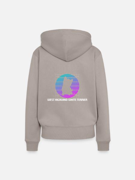 Retro- Westhochland-weißer Terrier-Hund - Dame Premium hoodie, økologisk bomuld - gråbrun