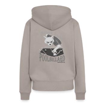 Poolbillard was sonst, Billard Fuchs mit Spruch - Frauen Premium Bio Hoodie - Taupe - Hinten - Julia (174cm)