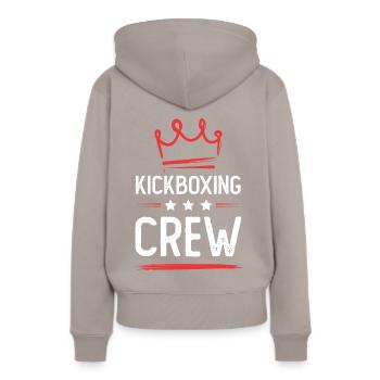 Kickboxing Crew - Frauen Premium Bio Hoodie - Taupe - Hinten - Julia (174cm)
