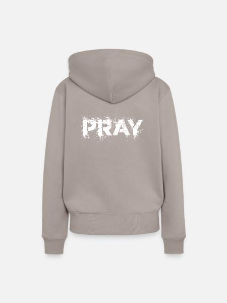 Pray distressed - Frauen Premium Bio Hoodie - Taupe