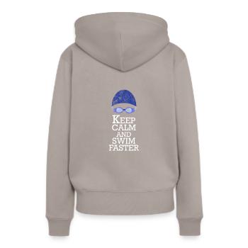 Keep Calm And Swim Faster | Geschenk für Schwimmer - Frauen Premium Bio Hoodie - Taupe - Hinten - Julia (174cm)