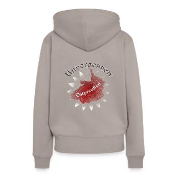 Ostprese Königsberg cadeau Mazurie carte idée - Sweat à capuche Premium bio Femme - taupe - Dos - Julia (174cm)