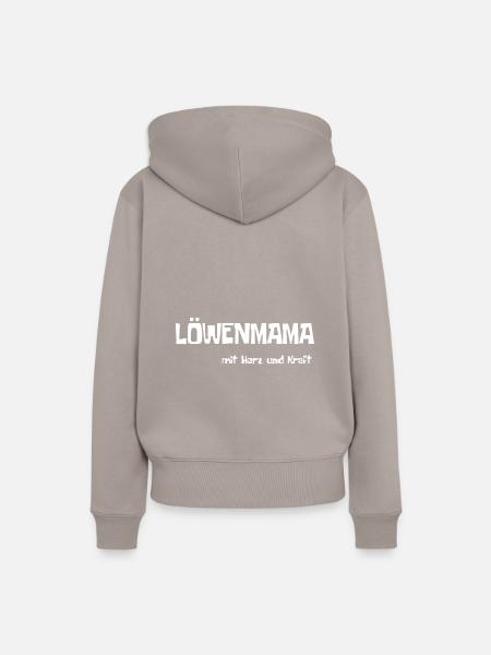 LÖWENMAMA mit Herz und Kraft - Frauen Premium Bio Hoodie - Taupe