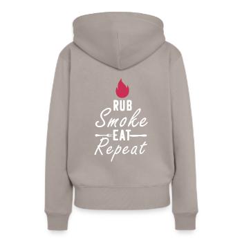 Barbecue barbecue barbecue barbecue saison barbecue fumée - Sweat à capuche Premium bio Femme - taupe - Dos - Julia (174cm)
