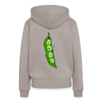 Potager de pois - Sweat à capuche Premium bio Femme - taupe - Dos - Julia (174cm)