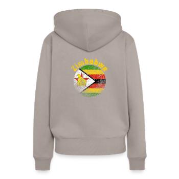 Zimbabwe Simbabwe Afrika Geschenk Flagge Vintage - Frauen Premium Bio Hoodie - Taupe - Hinten - Julia (174cm)