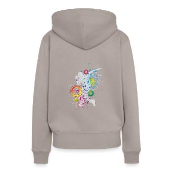 Jupe haut breakdance - Sweat à capuche Premium bio Femme - taupe - Dos - Julia (174cm)