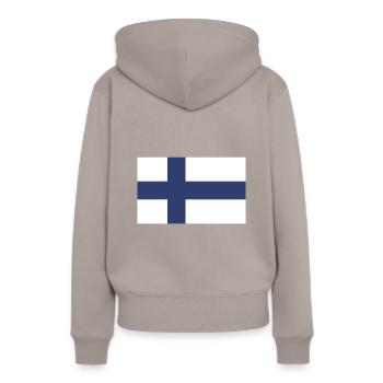 Drapeau de la Finlande, pavillon de la Finlande, drapeau de la Finlande - Sweat à capuche Premium bio Femme - taupe - Dos - Julia (174cm)