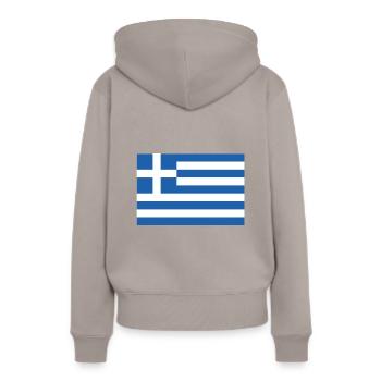 Pavillon grec, drapeau de la Grèce - Sweat à capuche Premium bio Femme - taupe - Dos - Julia (174cm)