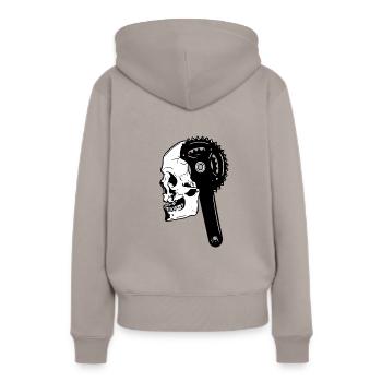 Cadeau de crâne pignon roue vélo - Sweat à capuche Premium bio Femme - taupe - Dos - Julia (174cm)