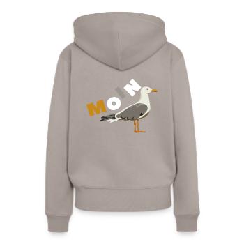 Moin avec Mouette Typique mot nord-allemand - Sweat à capuche Premium bio Femme - taupe - Dos - Julia (174cm)