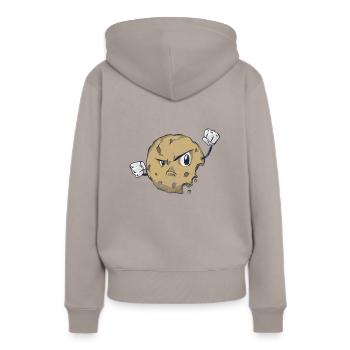 Wütender Keks - Frauen Premium Bio Hoodie - Taupe - Hinten - Julia (174cm)