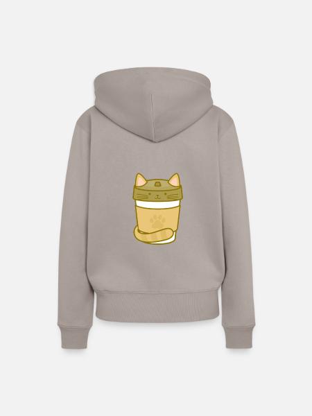 Cat-Becher - Frauen Premium Bio Hoodie - Taupe