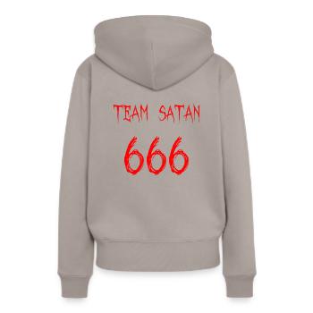 Équipe Satan 666 - Sweat à capuche Premium bio Femme - taupe - Dos - Julia (174cm)