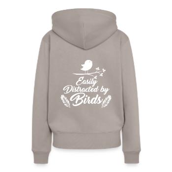 observation des oiseaux - Sweat à capuche Premium bio Femme - taupe - Dos - Julia (174cm)