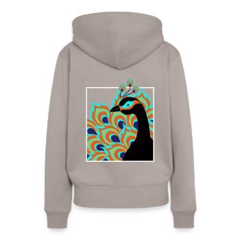 pfau - Frauen Premium Bio Hoodie - Taupe - Hinten - Julia (174cm)