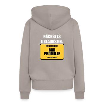 Trinkkurort Bad Promille Landkreis Absturz Saufen - Frauen Premium Bio Hoodie - Taupe - Hinten - Julia (174cm)