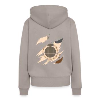 Akustische Gitarre Gitarrenspieler - Frauen Premium Bio Hoodie - Taupe - Hinten - Julia (174cm)
