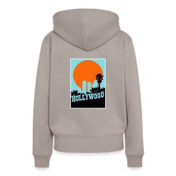 Hollywood Vintage Design - Sweat à capuche Premium bio Femme - taupe - Dos - Julia (174cm)