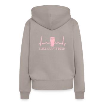 J’aime les brasseurs d’alcool de bière artisanale, les brasseurs - Sweat à capuche Premium bio Femme - taupe - Dos - Julia (174cm)