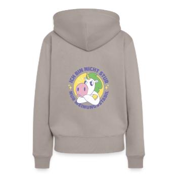Ich Bin Nicht Stur Nur Meinungsstabil Ego - Frauen Premium Bio Hoodie - Taupe - Hinten - Julia (174cm)