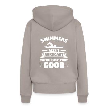 Les nageurs ne sont pas arrogants Nous sommes juste si bons - Sweat à capuche Premium bio Femme - taupe - Dos - Julia (174cm)