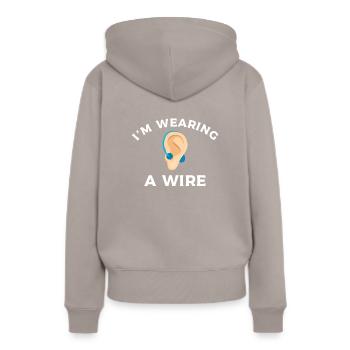 I'm Wearing A Wire Hearing Aid Deaf Awareness - Frauen Premium Bio Hoodie - Taupe - Hinten - Julia (174cm)