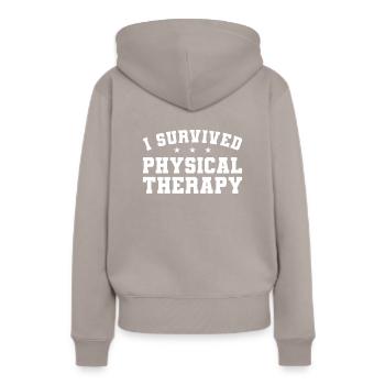 I Survived Physical Therapy Therapist - Frauen Premium Bio Hoodie - Taupe - Hinten - Julia (174cm)