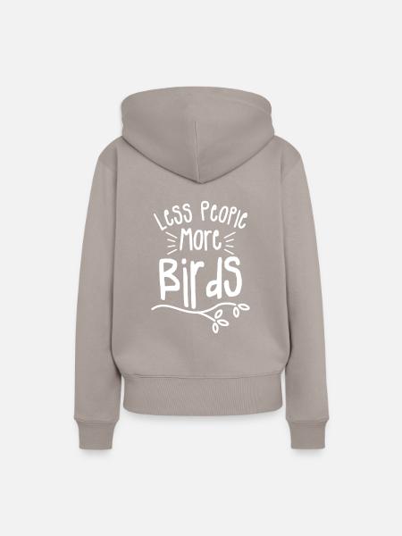 Less People More Birds Bird Lover - Frauen Premium Bio Hoodie - Taupe