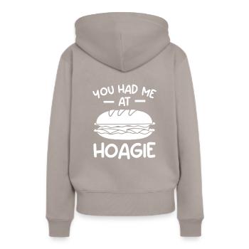 Vous m’avez eu à Hoagie Sandwich Sandwiches - Sweat à capuche Premium bio Femme - taupe - Dos - Julia (174cm)