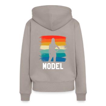 Rétro Vintage Classic Model Modélisation - Sweat à capuche Premium bio Femme - taupe - Dos - Julia (174cm)