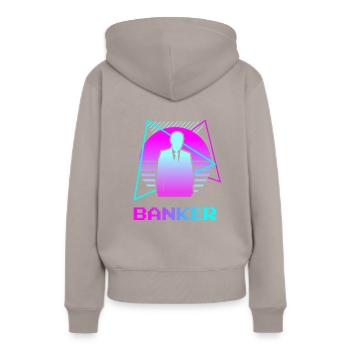 Retro Vintage Classic Banker Banking - Sweat à capuche Premium bio Femme - taupe - Dos - Julia (174cm)