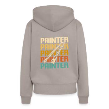 Retro Painter Paint Painting - Frauen Premium Bio Hoodie - Taupe - Hinten - Julia (174cm)