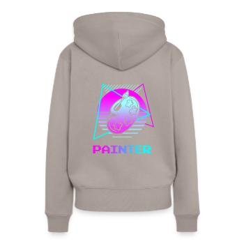 Retro Painter Paint Painting - Frauen Premium Bio Hoodie - Taupe - Hinten - Julia (174cm)