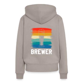Brasserie Vintage Brasserie Rétro - Sweat à capuche Premium bio Femme - taupe - Dos - Julia (174cm)