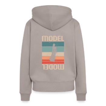 Rétro Vintage Classic Model Modélisation - Sweat à capuche Premium bio Femme - taupe - Dos - Julia (174cm)