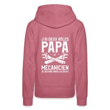 J'ai Deux Rôles Papa Et Mécanicien Je Déchire Dans - Frauen Premium Bio Hoodie - Malve - Hinten - Isabella (175cm)