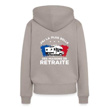 J'ai La Plus Belle Des Maisons De Retraite - Sweat à capuche Premium bio Femme - taupe - Dos - Julia (174cm)