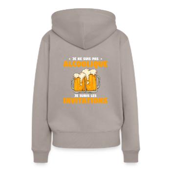 Je Ne Suis Pas Alcoolique Je Subis Les Invitations - Sweat à capuche Premium bio Femme - taupe - Dos - Julia (174cm)