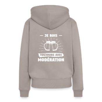 Ich trinke immer in Maßen - Frauen Premium Bio Hoodie - Taupe - Hinten - Julia (174cm)